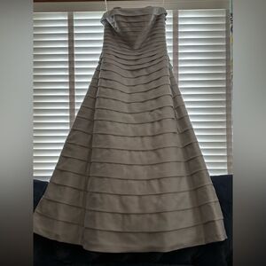 VINTAGE Liz Elana Gray Tiered Evening Formal Wedding Party Floor Length Dress M